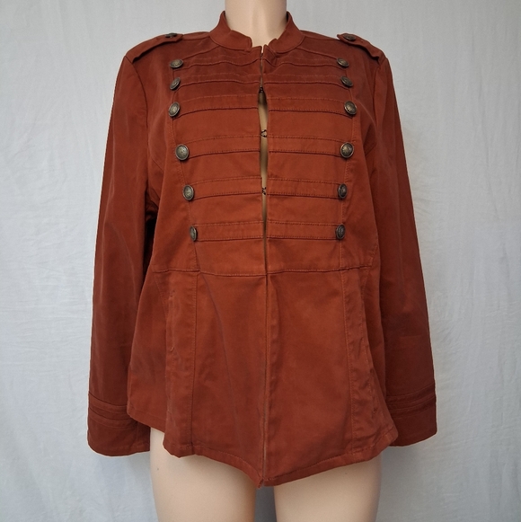 Chico's Other - Chico's Burnt Orange Military Jacket Size 2 Usa Size 12/14
